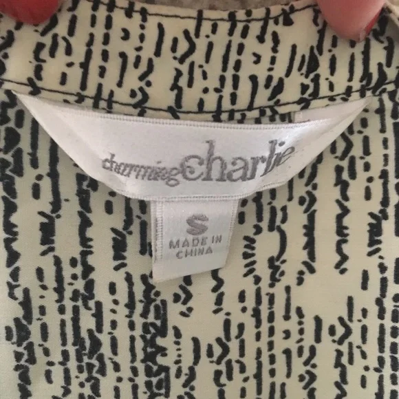 Charming Charlie Black Cream Button Down Midi Dress Size Small Wednesday Addams - Picture 14 of 16